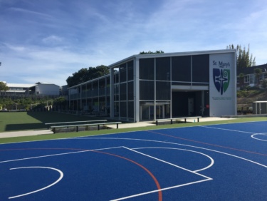 St Mary's School with tennis courts and classroom block